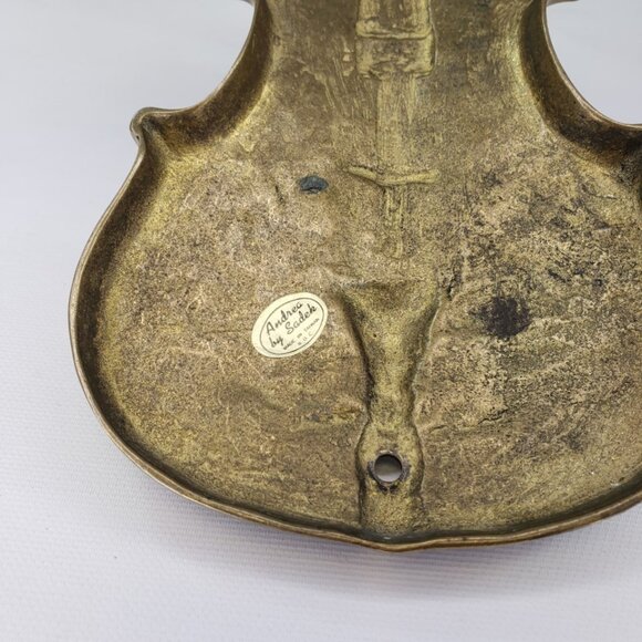 RARE Vintage Solid Brass Violin Sculpture Wall Hanging Decor Andrea by Sadek 12" - Picture 6 of 8